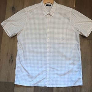 Men’s Theory XL Windowpane Print Short Sleeve Button Down EUC